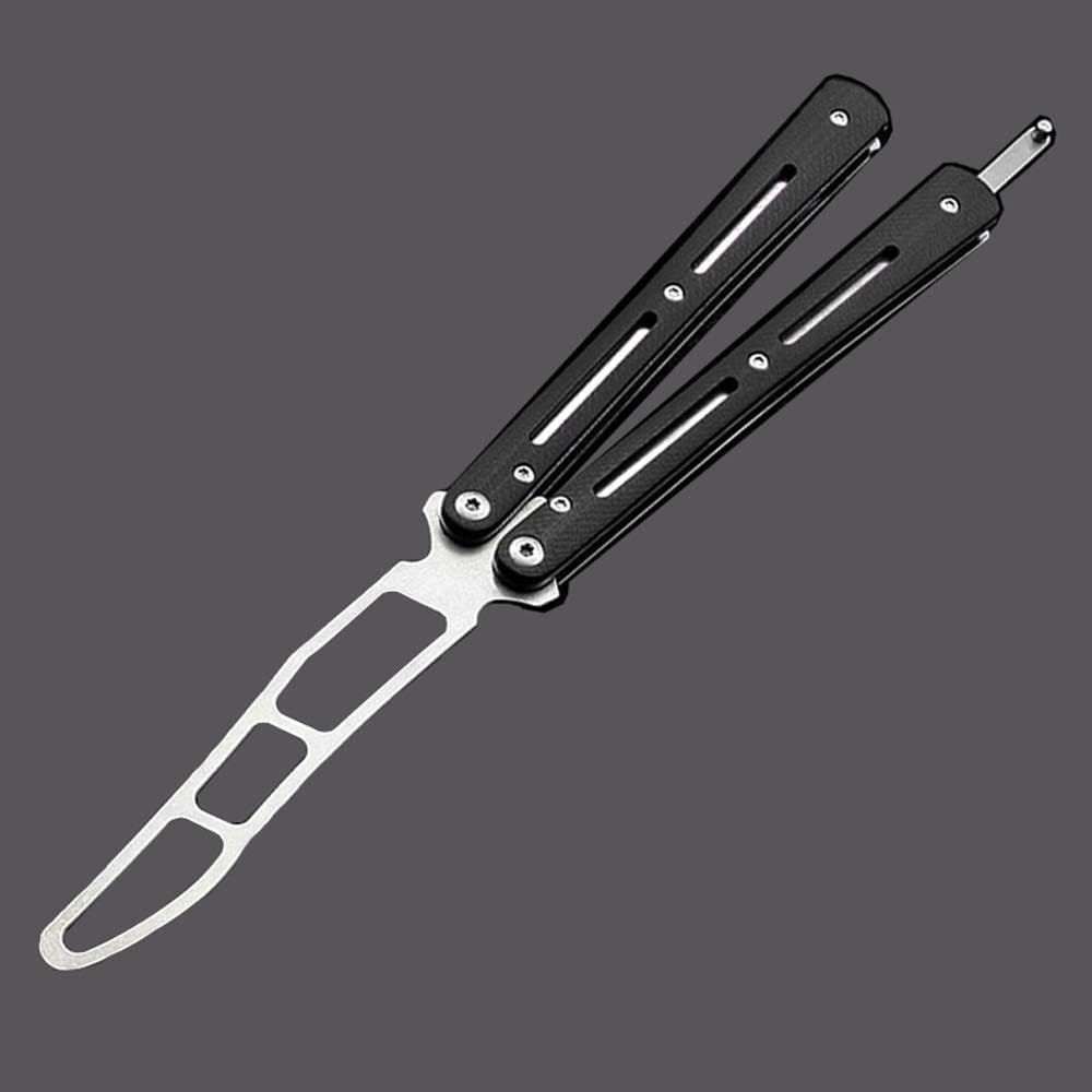 Uxcellmo Folding Tactical Trainer Practice Butterfly training stick Metal Steel G10 Material Handle Bearings Blunt Dull Blade Unsharpened Tool for Safety Improving Skills