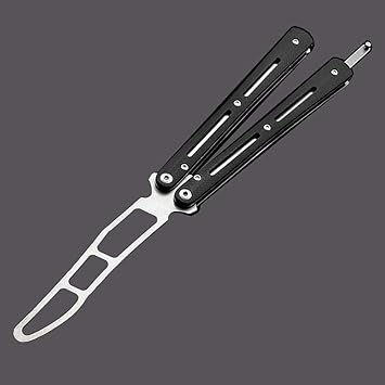 Amazon 折りたたみ戦術トレーナー練習バタフライナイフ金属鋼g10材料ハンドルベアリング鈍い鈍い刃安全性向上のためのツールスキルの向上 Black Uxcellmo レクリエーションスポーツ