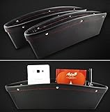 Mini-Factory Premium Leather Car Seat Side Slit Pocket Drop Catcher Organizer Fills Gaps between Front Seats - 100% Satisfaction! (Black - 2 Pcs)