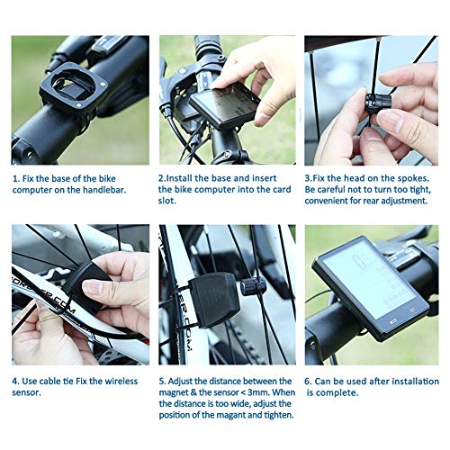 SY Cycling Computer,Multifunction Wireless with Extra Large LCD Backlight Display Bike Speedometer and Odometer with Automatic Wake-up Multifunction Fits All Bikes