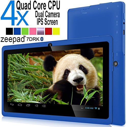 7inch Zeepad Android 4.4 KitKat Quad Core 1280800pix IPS Screen Dual Camera Bluetooth WIFI Tablet PC (Blue)