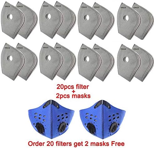 20pcs Activated Carbon Filter Breathing Protective for Reusable Blue Masks Breathing Protection