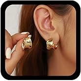Allereyae Vintage Chunky Open Hoop Earrings Thick Gold Hoop Earrings Wide C Shape Earring Irregular Statement Earring Minimalist Circle Exaggerated Geometric Stud Jewelry for Women
