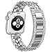 Apple Watch Band, Aokay 38mm Stainless Steel Metal Cowboy Chain Band for Apple Watch Series 3 Series 2 Series 1 Sport and Edition(38mm Silver Band with White Crystal Diamond)