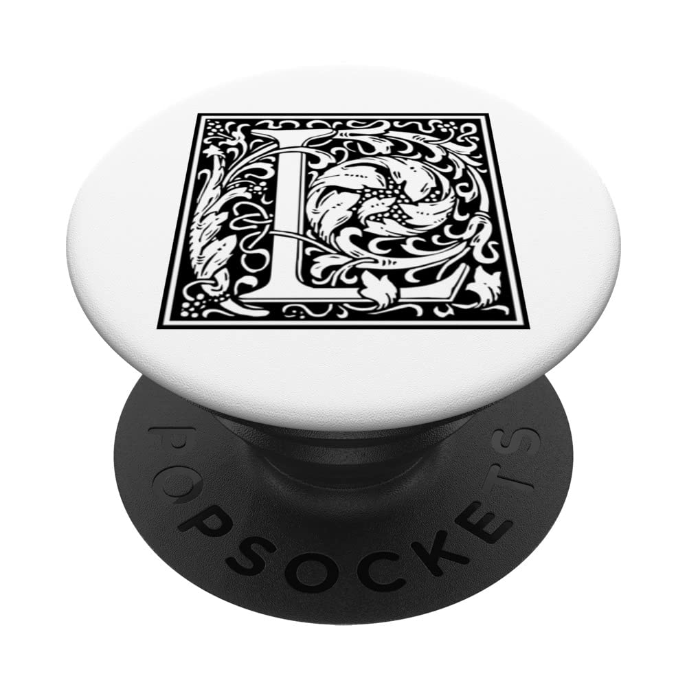 Vintage Decorative Monogram Letter L by William Morris PopSockets Swappable PopGrip
