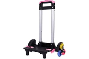 IVYH Backpack Trolley, Wheeled Trolley Aluminium Alloy Foldable Hand Cart 6 Wheels Rolling Luggage Carts for Kids School