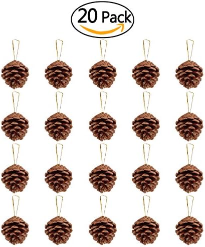 NICEXMAS 20pcs 4-6cm Christmas Pine Cones Pendant With String Natural Wood Christmas Tree Decoration Crafts Home Ornament