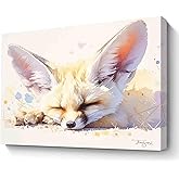 GeRRit Fennec Fox watercolor painting print,nursery girl wall art,wall decor modern bedroom for home,children's room,game room,reading room wall decor-8"x12" canvas print with frame