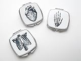 Anatomy Compact Mirror set of three pocket lipstick purse accessories anatomical heart hand ribcage