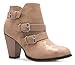 Olivia K Women's Classic Stacked Wood heel with Side Zipper Enclosure - Adjustable Ankle Straps with Buckle