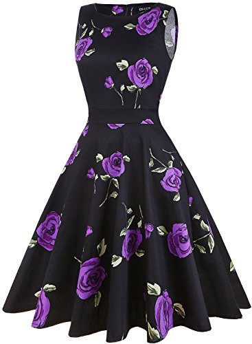 OWIN Women's Vintage 1950's Floral Spring Garden Picnic Dress Party Cocktail Dress
