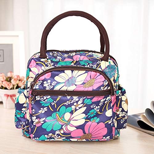 Lunch Bag Lady Flower Tote Bag, Reusable Insulated Bento Lunch Box Waterproof Insulation Lunch Pack Lunch Bags For Women, Girls, Kids, Working, School, Picnic(01 Sun Flower)