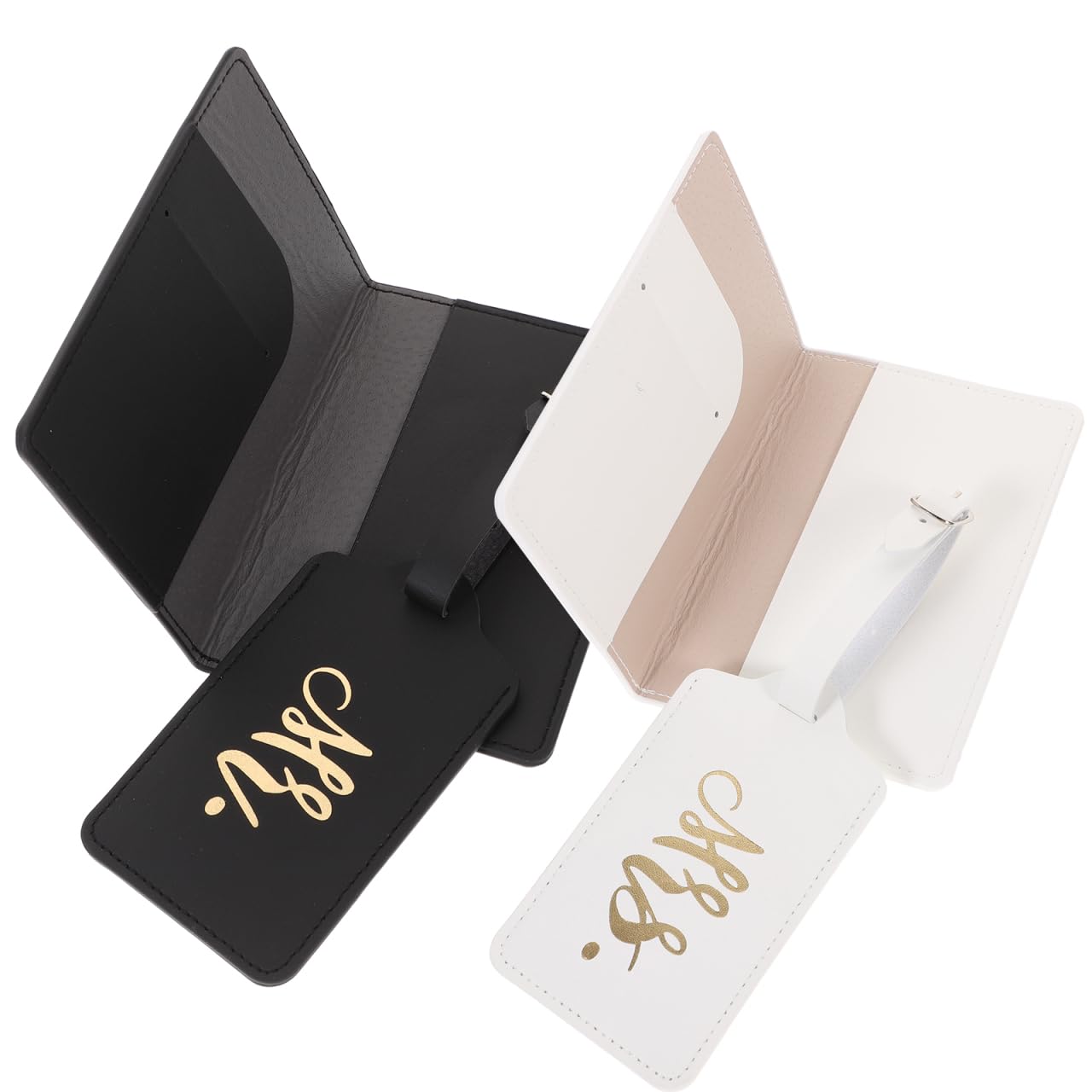 2 Sets Luggage Tags for Suitcases Mr Mrs Luggage Label Passport Covers Honeymoon Leather Travel Tags for Couples Wedding Bridal Shower Present Outdoor Use