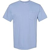 Comfort Colors Men's Adult Short Sleeve Pocket Tee, Style 6030, X-Large, Washed Denimm