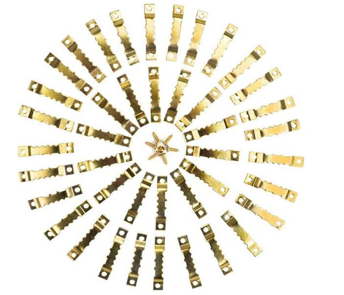 Palmetto Housewares Picture Frame 2-Sided Sawtooth Hangers 100 Sets, Picture Sawtooth Hooks 100PCS (Golden-100)