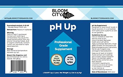 Bloom City Professional pH Up Liquid Fertilizer, 5 Gallon (640 oz)