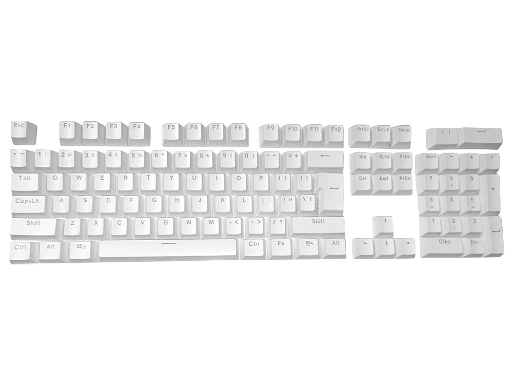Feicuan Universal 104 Keyset Keycap ABS Colorful Backlit Replacement Key Cap Cover for Mechanical Keyboard -White