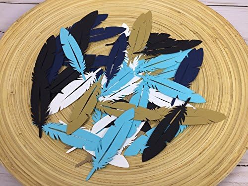 80 Feather Confetti - 3.5" Inch CUSTOMIZABLE (Turquoise Navy Black Gold)