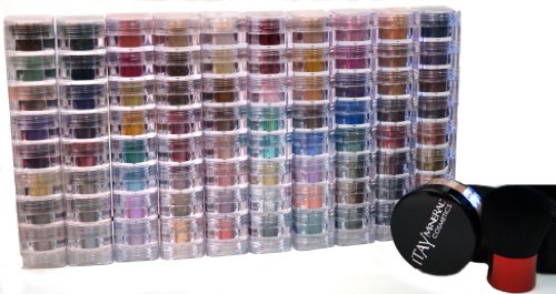 Bundle of 12 Items:ITAY Mineral Cosmetics 10x8 Stack Shimmers+9 Gram Foundation MF8 (Dark)+ High Quality Kabuki Brush