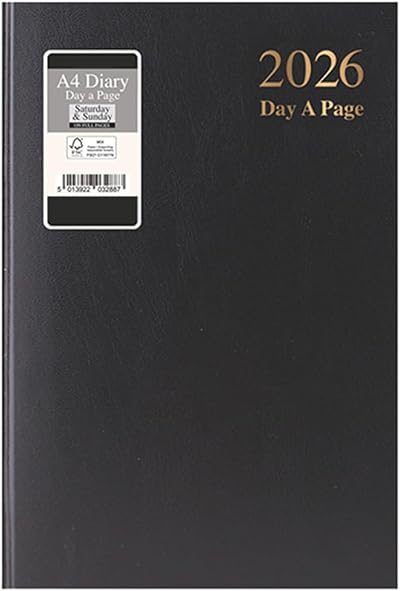 1ABOVE 2026 A4 Day-to-Page Diary Premium Hardcover Daily Planner Black