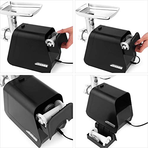 Hauture Electric Meat Grinder, Meat Mincer with 3 Grinding Plates and Sausage Stuffing Tubes for Home Use &Commercial, Stainless Steel/Silver/2000w - Thumbnail 3