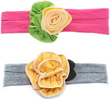 Flower Headband 2-pieces Set for Baby / Toddler (Yellow Rose &amp; Yellow Polka Dots)