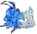 Venetian Style Lace with Rhinestone Liles Costume Masquerade Mardi Mask (Blue)