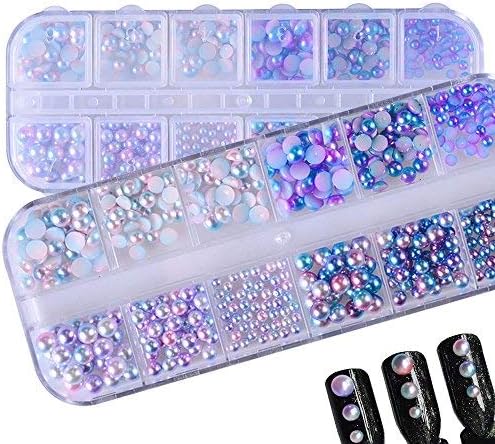 Amazon ネイルデザインパール グラデーション マーメイド 全球 半円5ｍｍ 4ｍｍ 3ｍｍ ３ｄマニキュアパーツ 長いケース付け 01 メーリンドス ラインストーン 通販