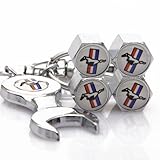 Wrench Keychain Chrome Tire Valve Stem Caps For Ford Mustang