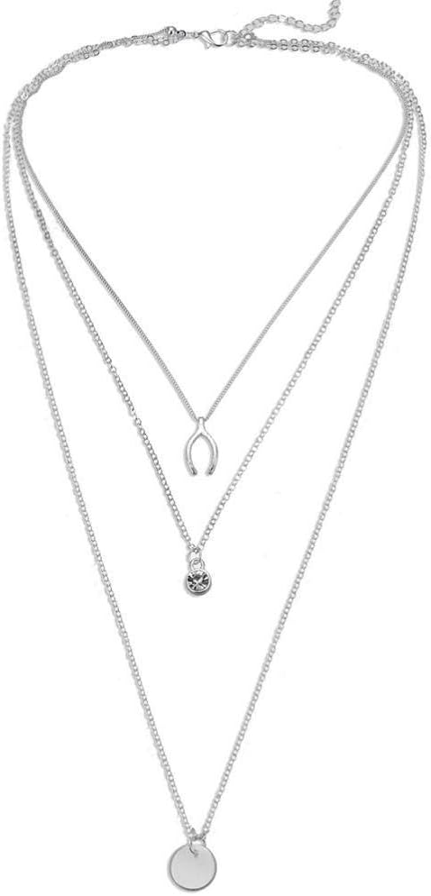 Stylish Multilayer Chain for Girls & Women Sterling Silver Plated Stainless Steel Layered