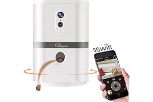 SKYMEE Petalk AI II Dog Camera Automatic Treat Dispenser, 5G WiFi Full HD Pet Camera with 180° Pan Full-Room View,Night Vision,Two Way Audio for Dogs and Cats,Compatible with Alexa (Support 5G WiFi)