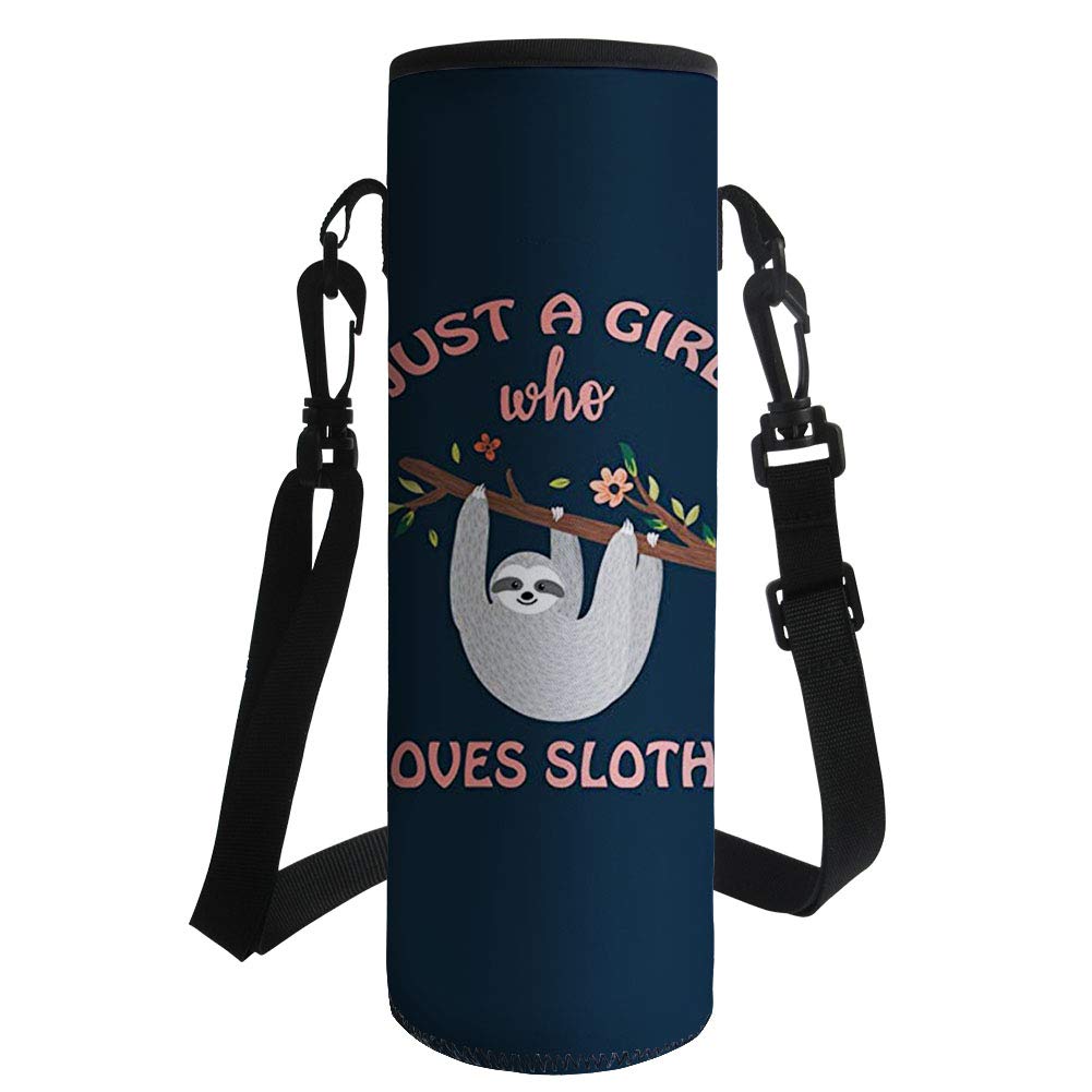 Jndtueit Water Bottle Holder Pouch Bag Neoprene Sleeve Just a Girl Who Loves Sloths Water Bottle Carrier Bottle Cover Insulated