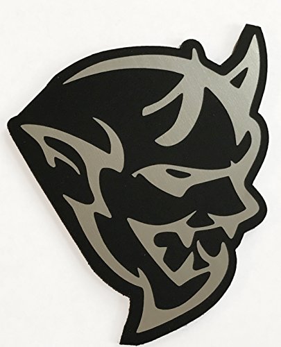 Dodge Charger Challenger Hellcat Demon Grille Trunk Badge Emblem Black / Silver Stick Anywhere Flat