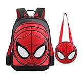 SUNBABY Boys' Backpack Spiderman Fans Gift Waterproof Comic School Bag With Lunch Kit (Spiderman-black, One_Size)