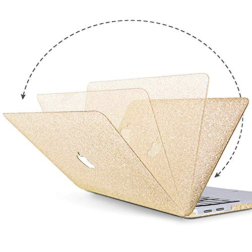 MacBook Air 13 Inch Case 2019 2018 Release A1932, Anban Glitter Bling Smooth Protective Laptop Shell Slim Snap On Case with Keyboard Cover Compatible for Mac Air 13 inch with Touch ID, Gold