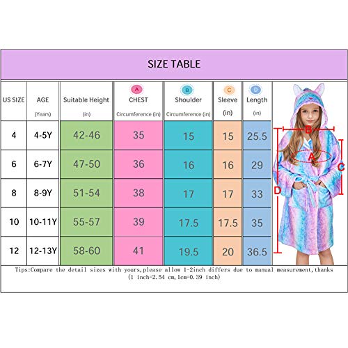 Beinou Kids Robe Fleece Bathrobes Flannel Hood Animal Bathrobe Cute Sleepwear Soft Shower Robes Swim Pool Night Robes for Children Girls(Pink & Blue Cat)