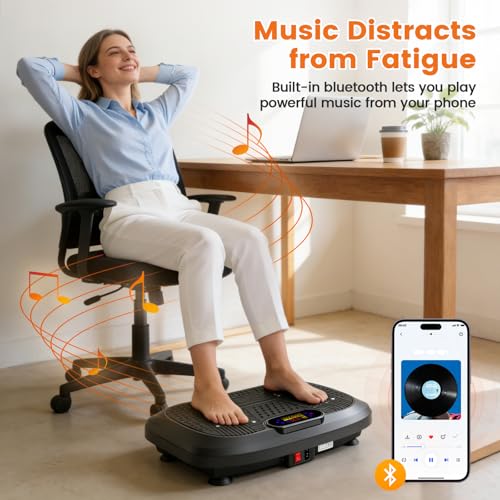 ALSO GO Vibration Plate Exercise Machine, 200 Speeds & 10 Models, 500LB Capacity, LED Display, Bluetooth Audio, Large Shake Plate with Loop Bands for Full Body Fitness, Lymphatic Drainage, Pain Relief