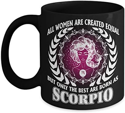 Scorpio Mug - Zodiac Coffee Mug For Travel or Drink Tea, Beer - Cute Constellation Astrology Birthday Gift for Girl Women - Cool 11oz Black Ceramic Tea Cup Mug