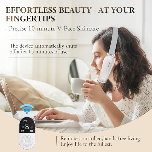 V-Face Shaping Massager Electric,ANLAN Led Facial Sculptor with 4 Modes,42°C Facial Massager Face Lifting Device,EMS Double Chin Reducer Jawline Exerciser with Remote Contro