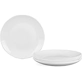 LaGlint 10.5 inch/26.67 cm Dinner Plate Set of 6, Round Opal Glass White Dinnerware Plates, Dishwasher and Microwave Safe