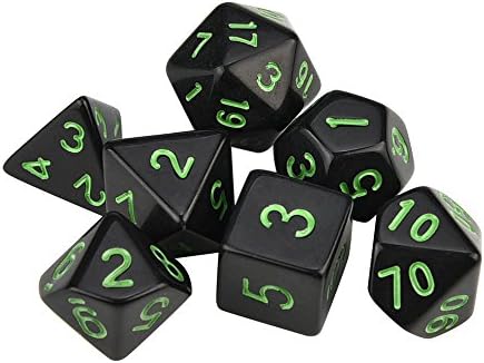 Trpg Dice,Game Dungeons & Dragons Multisided Dice Set,Multicolor Polyhedral D4-D20 Dices 7pcs (Green)