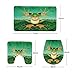 Amagical 4 Pieces Frog Shower Curtain Set Bathroom Mats Set, Non Slip Rug Carpet Toilet Cover, Funny Frog Makes Face on The Green Lotus Leaf Cute Style Shower Curtain with 12 Hooks