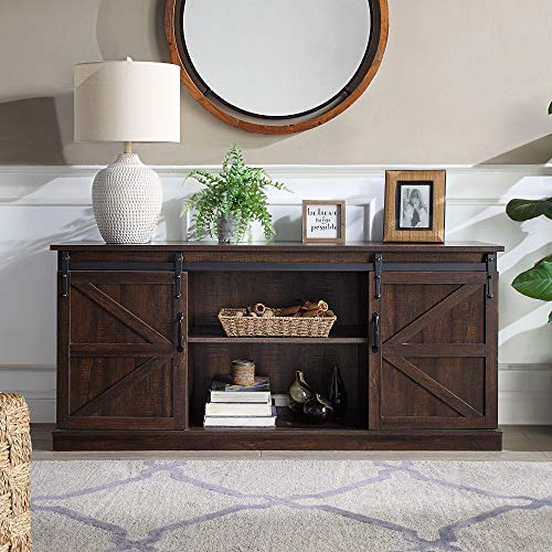 BELLEZE Modern Farmhouse Style 58 Inch TV Stand with Sliding Console