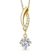 Gem Stone King 10K Yellow Gold 4.5MM Round Gemstone Birthstone and White Lab Grown Diamond Infinity Pendant Necklace For Women | Gold Necklace For Women | With 18 Inch Gold Chain