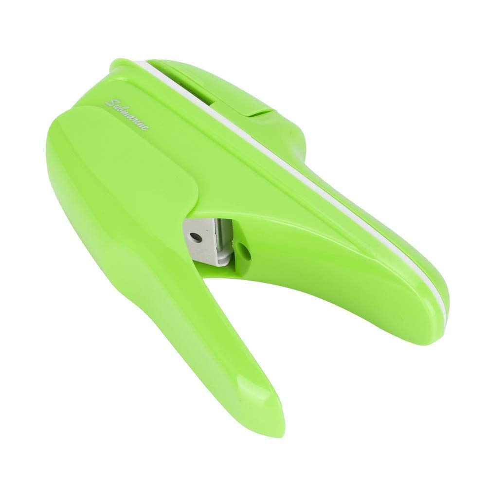 White ABS Stapleless Paper Stapler, Stapleless Stapling Machine, Laborsaving Hand Stapleless Stapler, Easy to Operate for School with Comfortable Handle Office (Green)