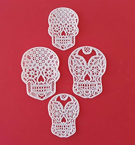 12 - 2 Sizes Large and Medium Edible Lace Skull Topper - Decorate as a Plaque, Flag, Bunting, Banner, Quilting, Needle Point, Cross Stitch for cake ball, cake pop, cake, cupcake, and so much more.