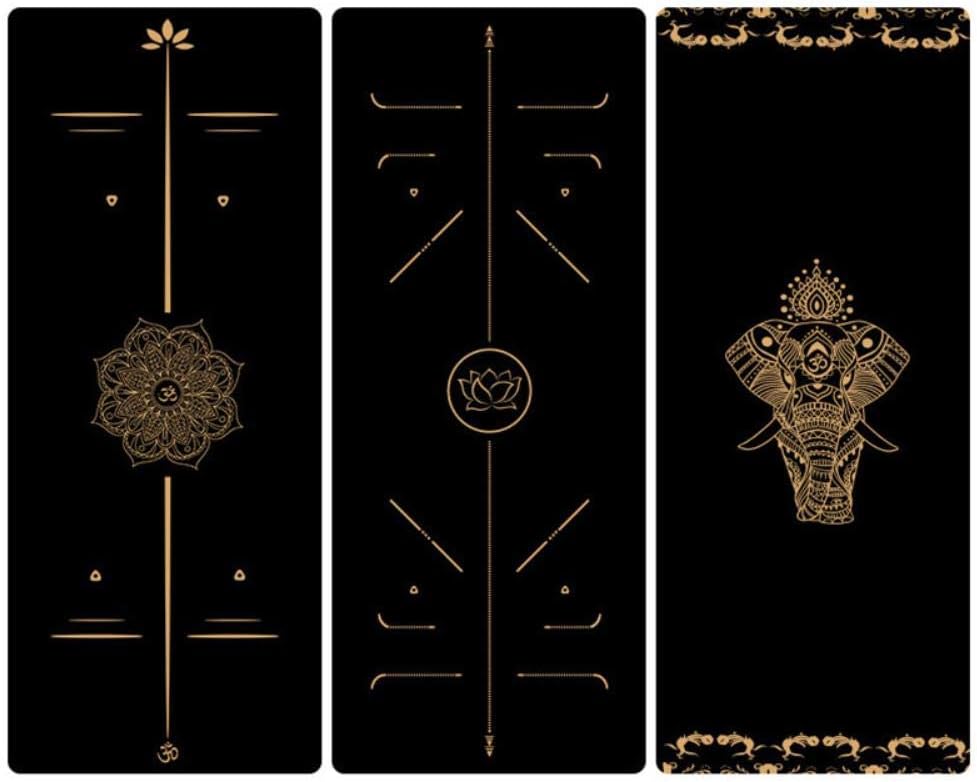 XCC Yoga Mat Pilates Black Gold Line Yoga Mat TPE 183 * 68cm*6mm Extended Thicken Workout Mat High Density Odorless Home Use Gym Fintess Euipment Sleeping Mat for Camping, Hiking, Travel Beach,TPE