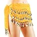 Hip Scarfs for Belly Dancing, 10PCS Belly Scarf for Dancing with 128-Gold Coins, Sequins Bellydance Hip Skirt Scarves Waist Costume Belt Chiffon Dangling Skirts for Girls Women