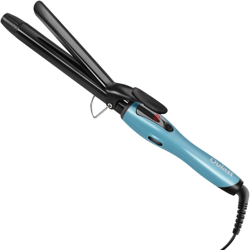 Ouiast 25mm Curling Tongs with Ceramic Tourmaline Coating Barrel, Hair Curling Wand with Anti-scald Insulated Tip, Dual Voltage, 130℃ - 220℃ For All Hair Types
