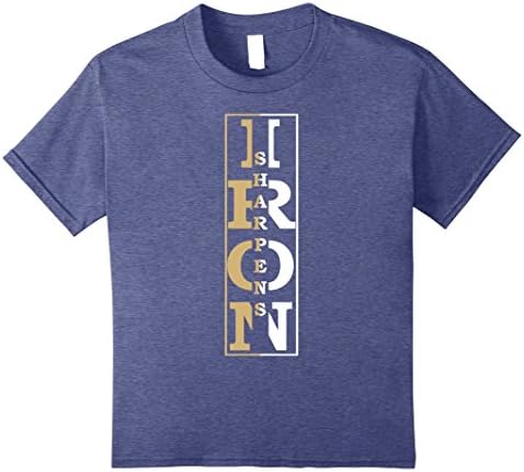 Kids Christian Religious TShirt Iron Sharpens Iron Proverbs 27:17 10 Heather Blue